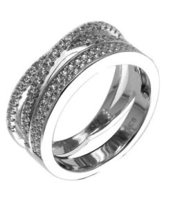 Zilveren ring 925 fantasiemodel met rijen zirkonia stenen