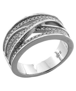 Zilveren ring 925 fantasiemodel met zirkonia stenen 69eu