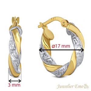 Juwelier Emo - 14 Karaat Bicolor Meandros wokkel oorbellen - 17 mm