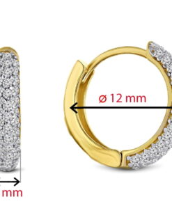 Gouden Oorbellen 14 karaat bezet met Zirkonia stenen - Dames oorbellen - 16 MM