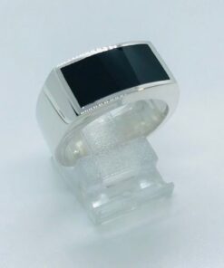 Herenring Onyx zilver maat 20.00
