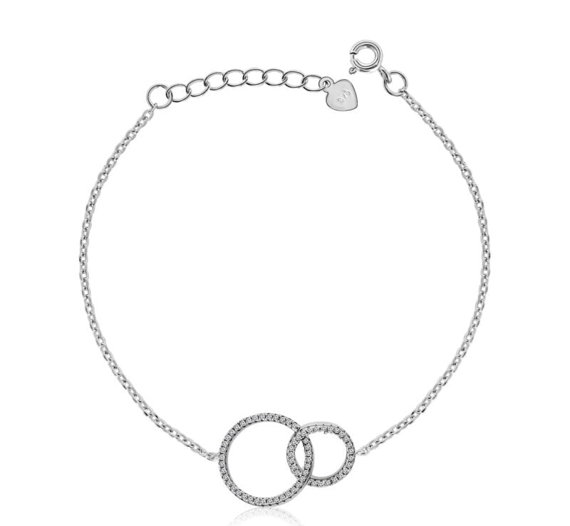 Fantasie armband met Zirkonia stenen - Zilveren Armband Dames - 20 CM