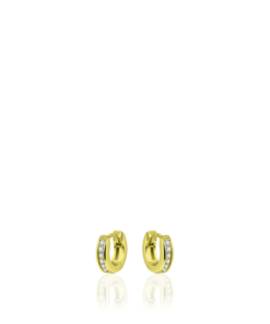 Creolen Zilver met Zirkonia's - Goudkleurig - Breedte 3 MM - Diameter 12 MM