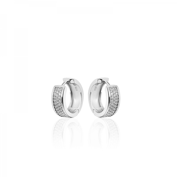 Creolen Zilver met Zirkonia's - Zilver - Breedte 7 MM - Diameter 20 MM