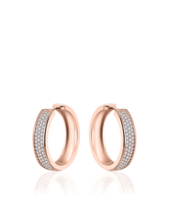 Creolen Zilver met Zirkonia's - Rosékleurig - Breedte 7 MM - Diameter 30 MM