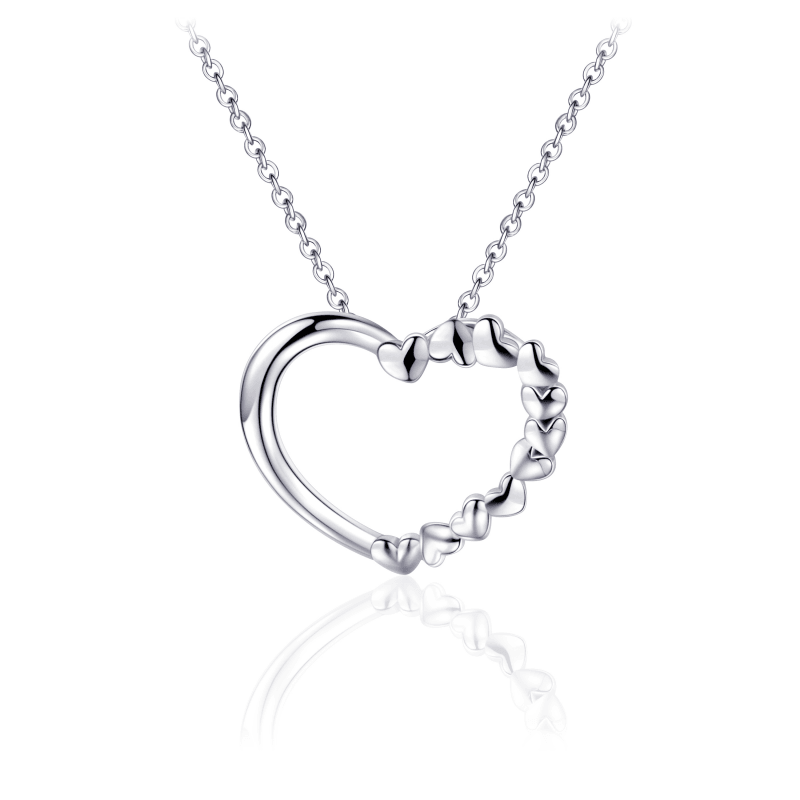 Zilveren Ketting met hanger - Hart Ketting Zilver - 01123 - LENGTE 45 CM