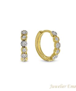 14 Karaat Geelgouden oorbellen met Zirkonia's - 12 mm
