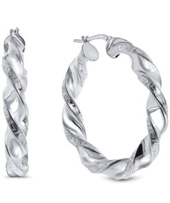 Wokkel oorbellen met Meandros bewerking - Zilver 925 - Diameter 42 MM - 6 MM Dik