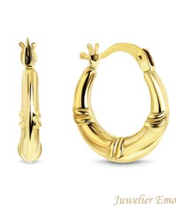 14 Karaat Geelgouden Creolen met bewerkingen BASIC - 15 MM