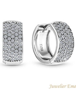 Creolen Zilver met Zirkonia stenen - Diameter 16 MM