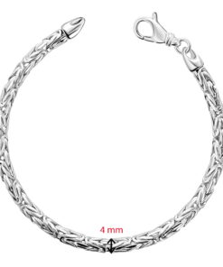 Armband Zilver - Ronde Koningsarmband Zilver gerhodineerd - 4 MM - LARGE