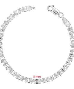 Armband Zilver - Platte Koningsarmband Zilver gerhodineerd - 5 MM