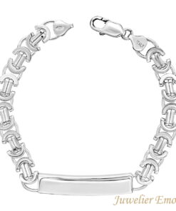 Armband Zilver - Platte Koningsarmband Zilver met Graveerplaat - 8 MM