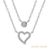 Fantasy Hart Ketting Dubbel met grove Zirkonia steen - 45 CM