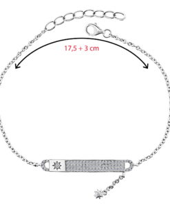Plaatarmband Zilver met Zirkonia's - Ster Zirkonia - 20.5 CM