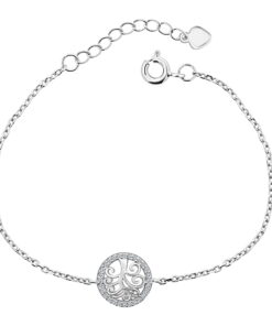Geluksboom Armband met Zirkonia's - Zilveren Armband met hanger - 19 CM