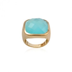 PScallme - RING STONE AMAZONITE GOLDPLATED - Sterling Zilver 925