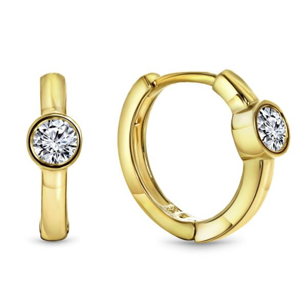 Oorbellen Goud 14 Karaat met steen - Zirkonia - 12mm
