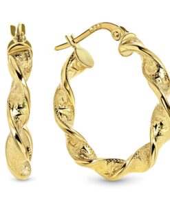 14 Karaat Geelgouden Wokkel oorbellen met Meandros bewerking - LARGE - 24 MM
