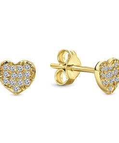 Hart Oorstekers Goud 14 Karaat met Zirkonia - 6 MM