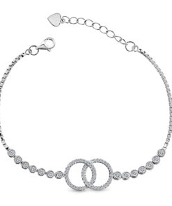 Fantasie armband met Zirkonia stenen – Zilveren Armband Dames – 19.5 CM
