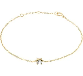 14 Karaat Gouden Anker armband met Zirkonia - Lengte 15,5cm - 18,5cm