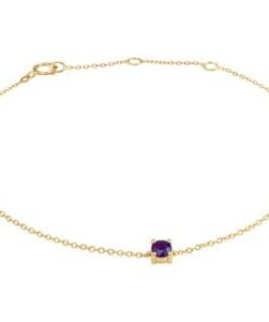 14 Karaat Gouden Anker armband met Saffier - Lengte 15,5cm - 18,5cm