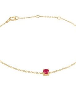 14 Karaat Gouden Anker armband met Robijn - Lengte 15,5cm - 18,5cm