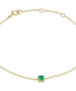 14 Karaat Gouden Anker armband met Smaragd - Lengte 15,5cm - 18,5cm