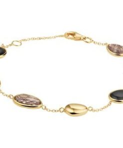 14 Karaat Gouden Armband Zwart Rutiel & Onyx - B 1,0mm - L 17-19cm