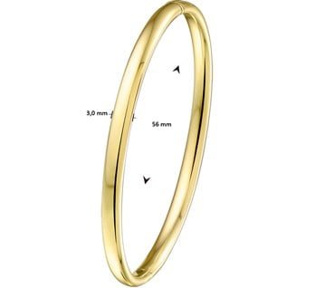 14 Karaat Gouden Bangle Scharnier Armband ovale buis - Zilveren kern - Breedte 3mm - Afbeelding 3