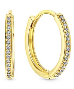 14 Karaat Geelgouden Oorringen met Zirkonia - Diameter 24mm
