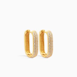 ELINE ROSINA - SMALL ICON PAVÉ HOOPS - Sterling Zilver 925 (Gold plated)