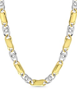 14 Karaat Gouden Bicolor Fantasie Ketting Heren - 60 CM