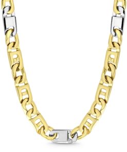14 Karaat Gouden Bicolor Fantasie Ketting Heren - 60 CM - Breedte 5.0 MM