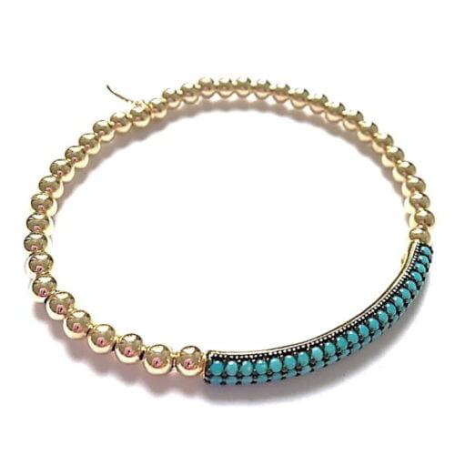 PScallme - BAR TURQUOISE GOLD COLOURED - Sterling Zilver 925