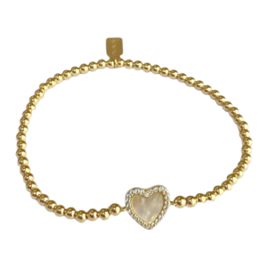 PScallme - HEART CC PEARL GOLD COLOURED - Sterling Zilver 925
