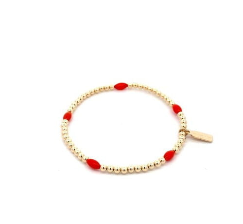 OVAL 5 RED GOLD COLOURED