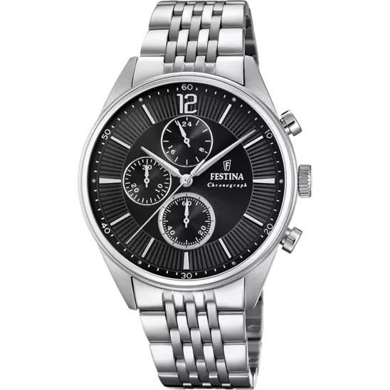 FESTINA - HEREN ZWART CHRONOGHRAPHIC STAAL HORLOGE F20285/4