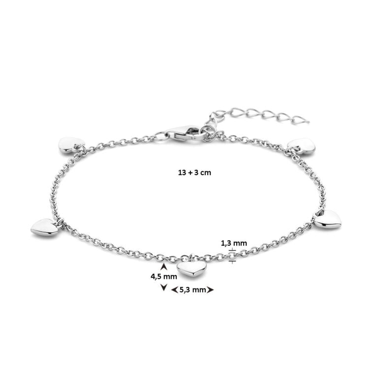 Zilveren 925 armband hartjes 13 + 3 cm - Afbeelding 3
