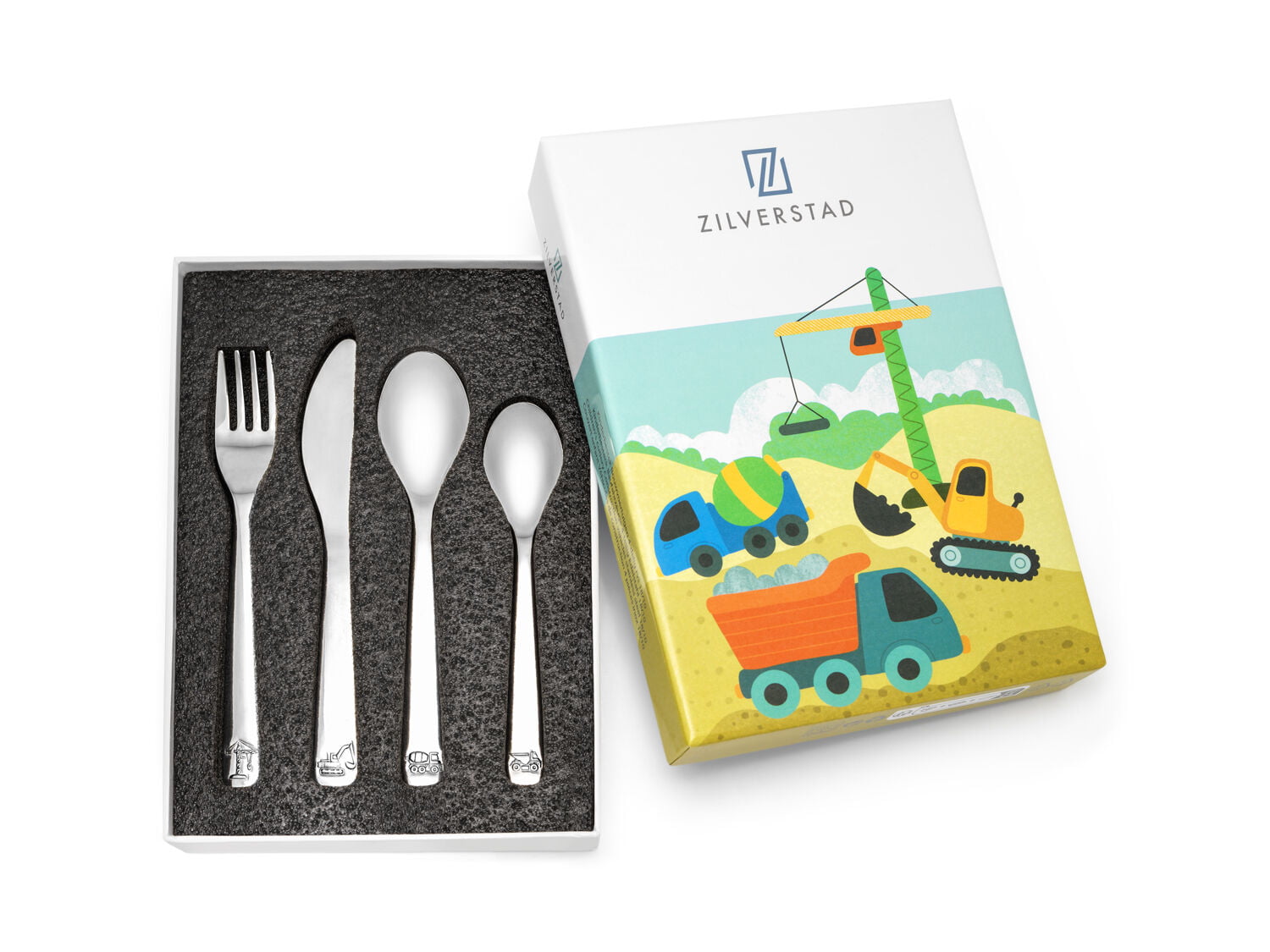 Juwelier Emo - Kindercouvert Bouwvoertuigen, 4-delig, RVS - Afbeelding 2