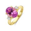 14 Karaat Geelgouden Ring Lab Grown Roze Saffier En Diamant