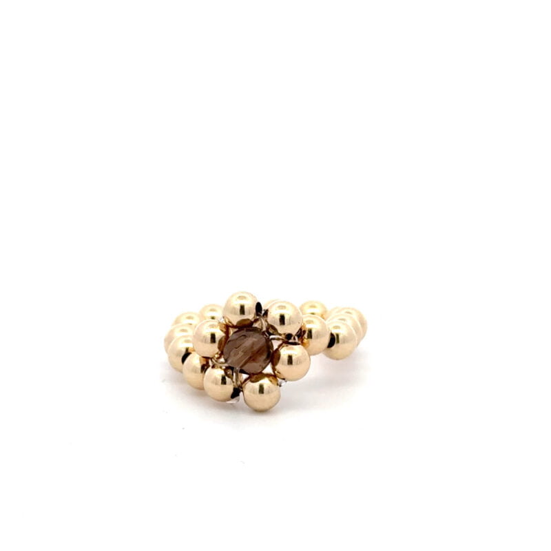 PScallme - RING FLOWERS NOËLLE BROWN GOLD COLOURED 6 CM
