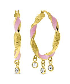 14 Karaat Geelgouden Oorbellen Twister Met Hangers - 26.5 mm