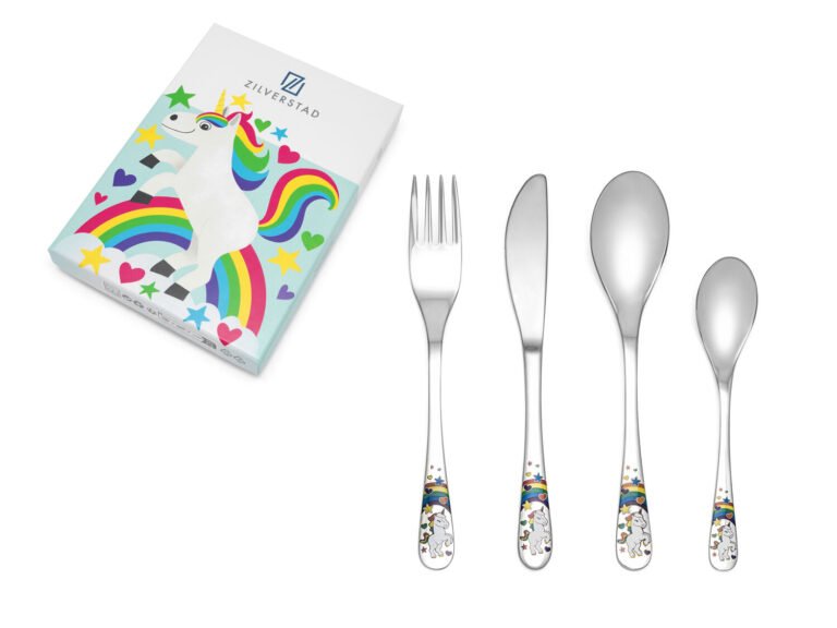 Juwelier Emo - Kindercouvert Unicorn 4-delig RVS 18/10