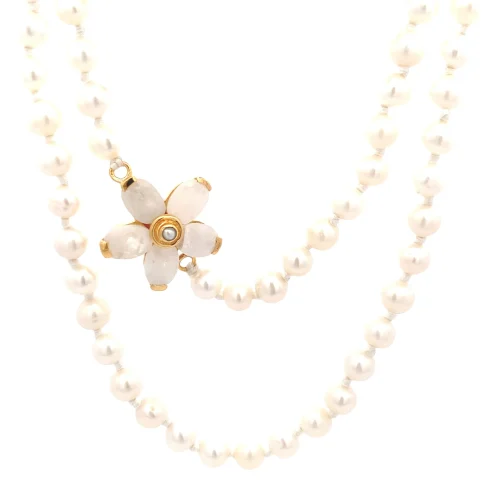 PScallme - NECKLACE FLOWER ROYAL PEARL GOLDPLATED