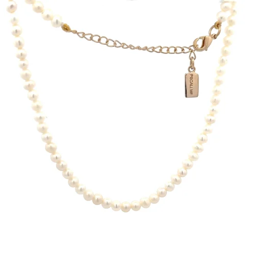 PScallme - NECKLACE PLAIN PEARL 4MM GOLDPLATED 38CM
