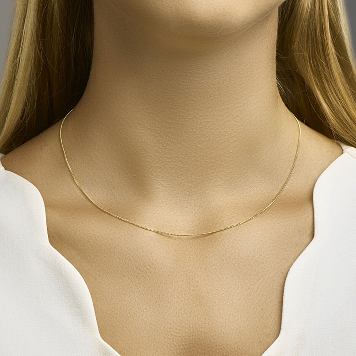 14 Karaat Geelgouden Ketting Gourmet schakel 1.0 mm Breed - 45 CM