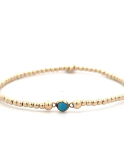 PScallme Kids - Round turquoise dot gold coloured