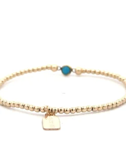 PScallme Kids - Round turquoise dot gold coloured